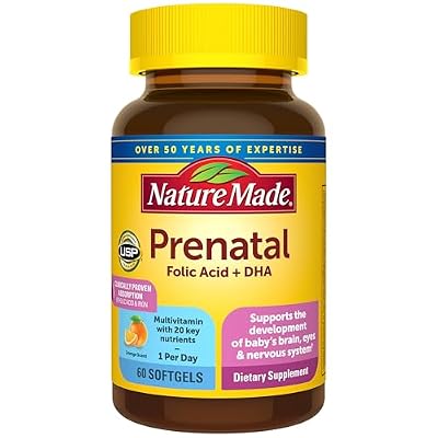 Nature Made Prenatal Vitamins for Women with Folic Acid + DHA, Prenatal Vitamin and Mineral Supplement for Daily Nutritional Support, 60 Softgels, 60 Day Supply