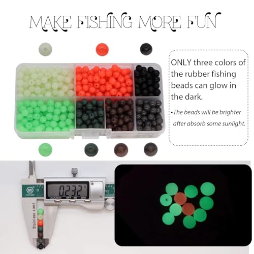 image for Dovesun Soft Rubber Fishing Beads - Round Fishing Bait Eggs, 7 Colors,