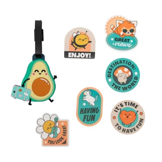 Mr. Wonderful - Set de identificador de maleta + pegatinas - Aguacate - Etiqueta de maletas - Incluye 7 Pegatinas con Mensaje