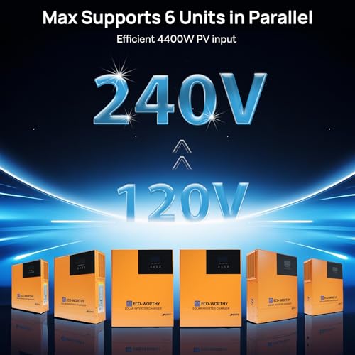 Image of ECO-WORTHY 4.68KWH Complete Solar Panel Kit 1200W 48V with Lithium Battery and Inverter for Home: 6pcs 195W N-Type Bifacial Solar Panels + 1pc 48V 100Ah Li-Battery + 1pc 3500W Solar Inverter