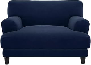 Homax. SF122 Solid Sal Wood Suede Velvet Upholstered Sofa 1 Seater for Living Room Furniture, Royal Blue Color Price In India