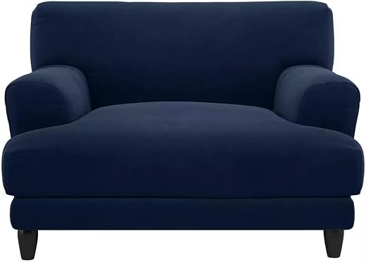 Homax. SF122 Solid Sal Wood Suede Velvet Upholstered Sofa 1 Seater for Living Room Furniture, Royal Blue Color