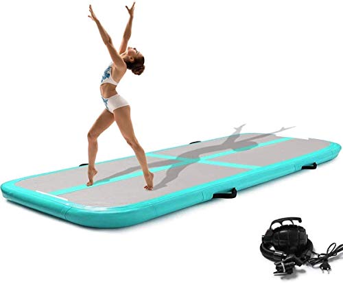 Minetom - Esterilla de gimnasia hinchable de 300 cm, para tumbling con bomba, adecuada para gimnasia, yoga, entrenamiento y parkour en casa, 10 cm de alto (verde)