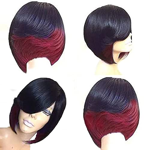 Neither MEAHO Short Straight Wigs Daily Wear Women Girls Wigs Halloween Cosplay Party Wigs Red rose and Black Wigs (WIG-128C)
