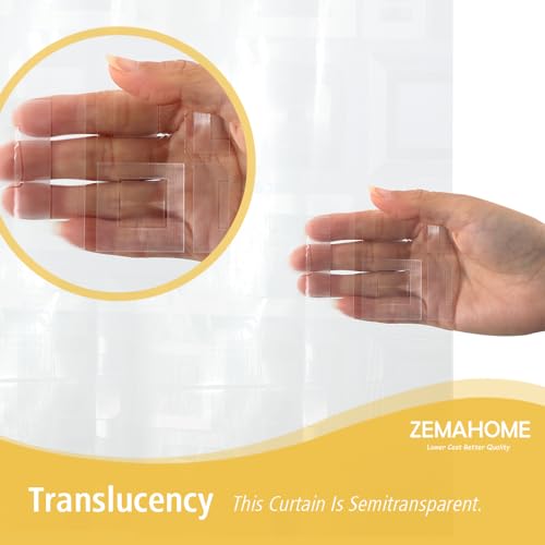 Image of ZEMAHOME Thin 3D EVA Shower Curtain Liner Geometric, 72x72 Premium Light Weight Clear Plastic Bathroom Shower Curtain with Rustproof Metal Grommets 3 Magnets for Shower Stall, Bathtubs