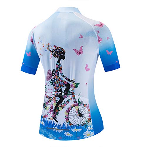 Image of Cycling Jerseys Women Bike Shirts Short Sleeve Bicycle Clothes Breathable Stretch Labric Bicycle Uniforms