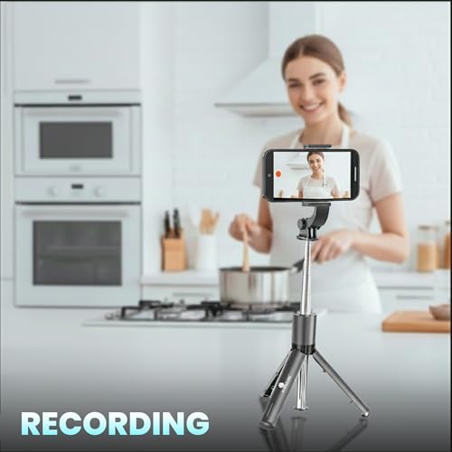 Image of Kratos K24 Selfie Stick Tripod, 67 CM / 26 Inch, 3-in-1 Multifunctional Design with Detachable Wireless Remote, Portable & Lightweight Selfie Stick for Vlogging, Photography for All Mobiles