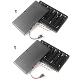 BKAEIMSTWR 2Pack 8 x AA 12V Battery Holder Case Box Wired ON/Off Switch with Cover SM Terminal Plug