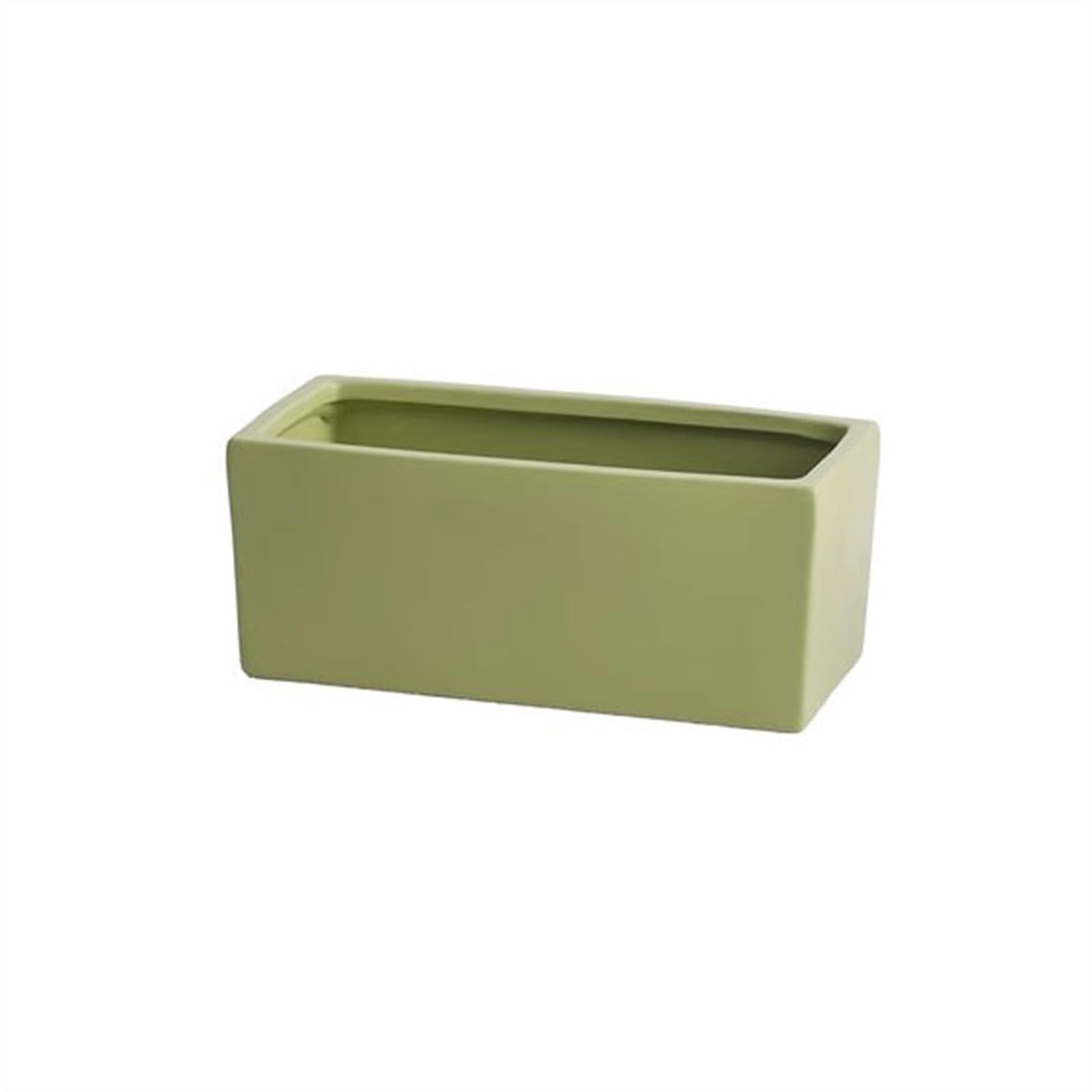 SDA287MZ Ceramic Rectangular Planter with Tray Scandinavian Simple Succulent Green Office Desktop Perforated Small Potting Ware Multifunction(Green,Small)