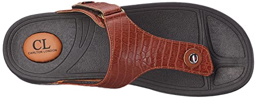 Carlton London mens Tan Men's Thong Sandals Flat Sandal