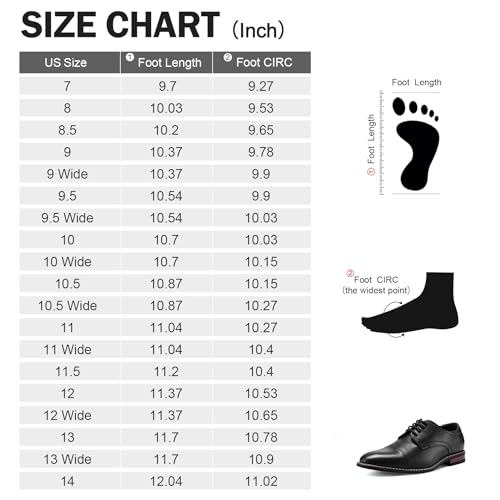 Meridos Men'S Dress Shoes Formal Business Classic Lace Up Wingtip Oxford Shoes,Classic Black,9 W Us thumb #5