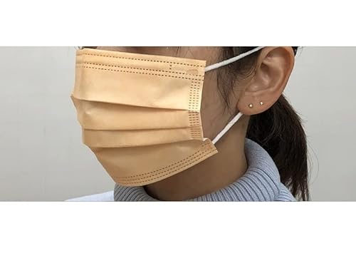 ライトカラー サージカルマスク JIS規格認証 長野県長野市クリーンルーム 自社製造自社出荷 (ライトオレンジ, 30枚個包装*1箱)