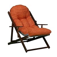Poltrona Relax Pieghevole In Legno - 3 Posizioni, Cuscino Imbottito, Telaio Laccato Tortora, Made In Italy - Foto 3