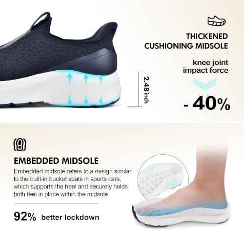 Image of JACKSHIBO Men's Wide Toe Box Slip in Free up Hands Orthopedic Walking Shoes | Slip On Arch Support Casual Sneakers, Zero Drop Cushion Sole, Metatarsal Pads