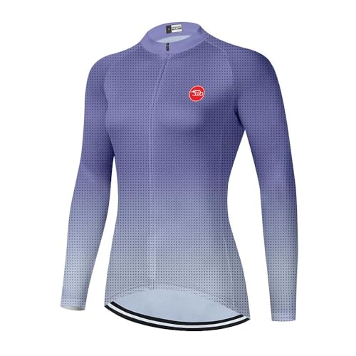 SUDU SUDO Women's Cycling Jersey Long Sleeve Bike Shirts Bicycle Clothing Biking Jackets Tops with Pockets