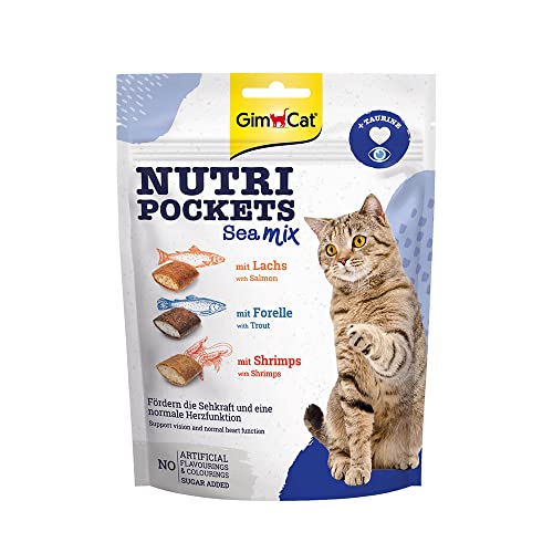 GimCat Nutri Pockets Sea Mix - Snack croccante per gatti con ripieno cremoso e ingredienti funzionali - 1 sacchetto (1 x 150 g)