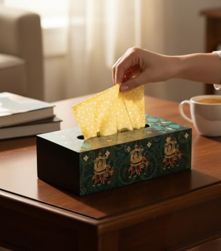 Image of Reinvention Factory Wooden Tissue Box Holder for Dining Table | Decorative Napkin Dispenser for Home, Office & Car | Wooden Tissue Paper Box for Living Room & Bathroom Decor(9 x 5 x 2.7 inch)
