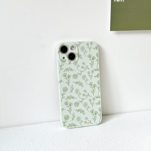 NITITOP Compatible with iPhone 15 Plus Case Cute for Women Girl Vintage Flower Floral Leaves Pattern Trendy Slim Fit TPU Silicone Shockproof Girly Fashion Protective Phone - Green by NITITOP - Image 7