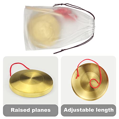 15cm Messing Kupfer Hand Gong Becken Tragbare Messing Gong Blechblasinstrumente, mit rundem Spielhammer, für Schlaginstrumente Kirchenoper Orchester (mit Tasche)