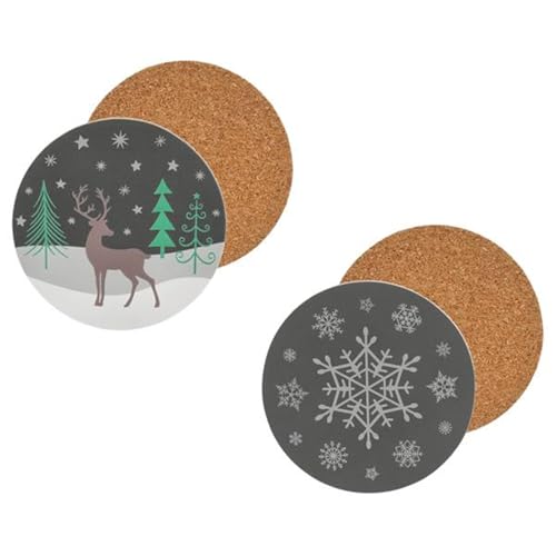 Cepewa - 82452 - Untersetzer, Weihnachten, 2er Set, Kork, rund,...