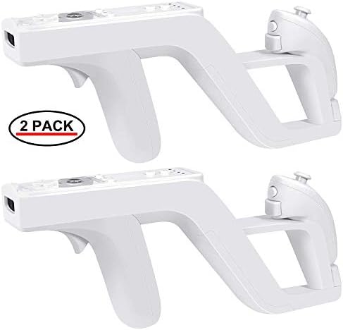 EuroBird Shooting Game Wii u Zapper Gun Grip-suitable for Nintendo Wii Nunchuk Wireless Remote Controller (White Set of 2)&Nintendo Hunting Guns for Wii Accessories (White)