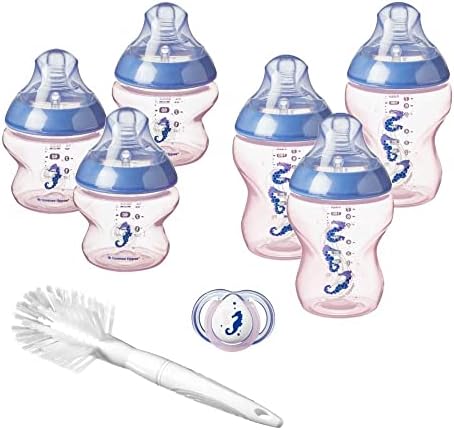 Tommee Tippee Closer to Nature Newborn Baby Bottle Starter Set, Breast-like Teats with Anti-Colic Valve, Clear