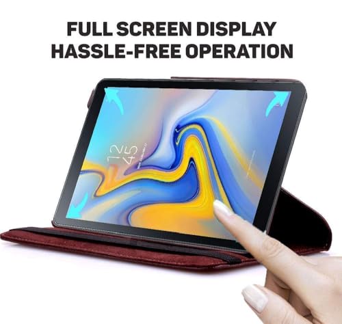 Image of M Cart's 360 Degree Rotating Smart Leather Case Cover Stand for Samsung Galaxy Tab A 10.5 inch T590, T595 Cover-Brown (Brown)