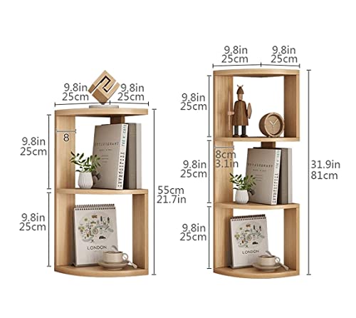 Estantería para libros de pie y esquina, acabado natural con 3 niveles 2
