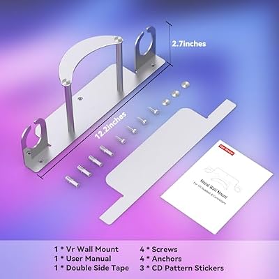 VR Wall Mount - Compatible with Meta Oculus Quest 3S/3/2/Pro/Rift-S, Aluminium VR Headset & Controller Hanger with Two Storage Options