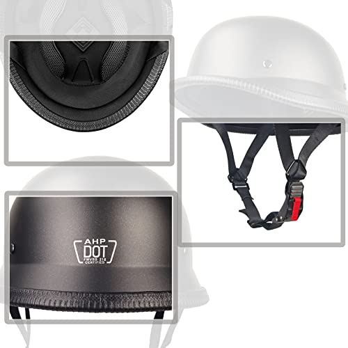 Germany Style German Style Motorcycle Helmet Thin Skull Cap Half Helmet For Adult Men Womenretro Half Face Helmet For Cruiser Scooter Dot Approve Helmet Novelty Half Shell Helmet(Glossy Black, Xxl)… #TOP3