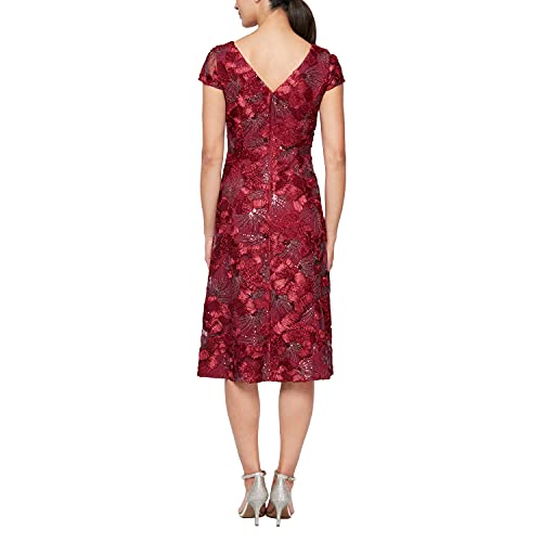 Image of Alex Evenings Women's Short Embroidered Cocktail Dress, Wedding Guest (Petite and Regular Sizes)