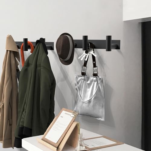VAEHOLD Black Hat and Coat Wall Mount Rack - 3 Hooks for Robes, Bags, Keys, and Towels - Bathroom Towel Hanger Organizer (2 Pack) by VAEHOLD - Image 6