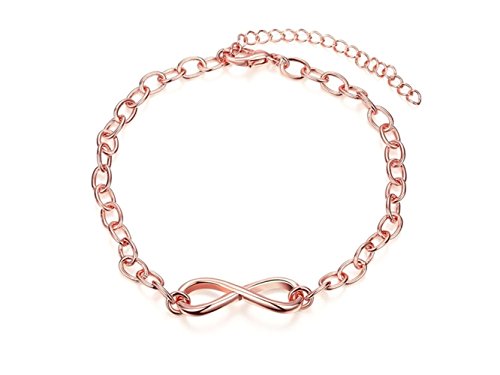 HGJNGHBNG Well Elegant Endless Love Shape Infinity Love Link Cuff Bracelet Lobster Clasp Women(Rose Gold)