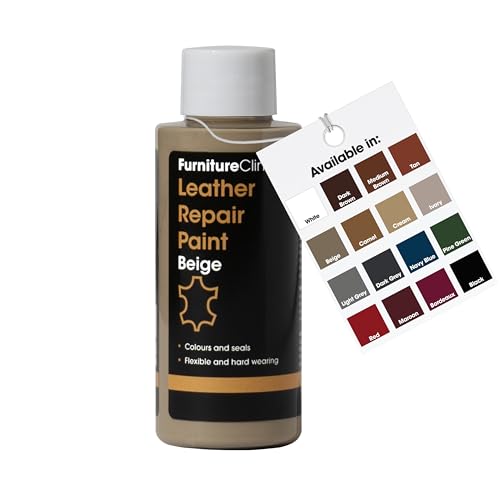 Image of Furniture Clinic Leather Repair Paint | 2-in-1 Seal and Color | Use on Scratches, Tears, and Holes in Car Seats, Furniture | Quick and Easy Leather Repair Kit for Furniture (Beige, 50ml / 1.7oz)