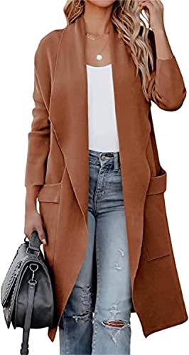 Cardigan classique femme automne hiver longue veste couleur unie