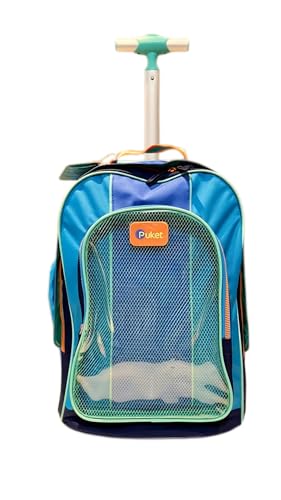 PUKET - Mochila escolar com Rodinha Puket Color Block Menino Azul