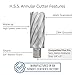 Accusize Industrial Tools 1-3/8'' by 3'' Cutting Depth H.S.S. Annular Cutter with 1 Pc Pilot Pin, 2083-2027Pin