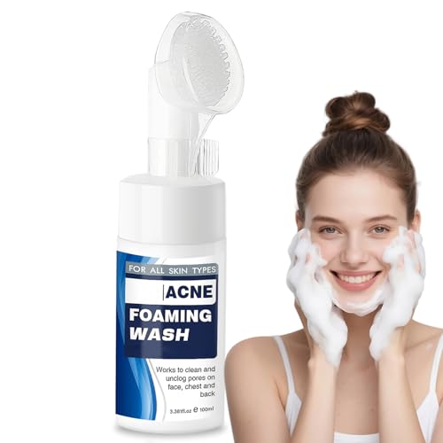 Image of Acne Foam Wash, Gentle Deep Pore Cleansing Face Wash for Women and Men – Mild Foaming Cleanser with Exfoliating Power, Refreshing Facial Wash to Remove Impurities & Unclog Pores
