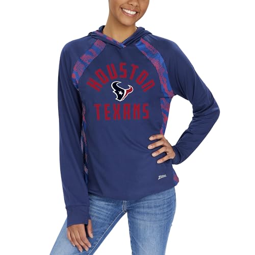 Zubaz Officially Licensed Women's NFL Elevated Lw Hood with Team Color Viper Print, Houston Texans, Size Small