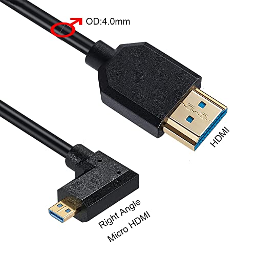 Cable micro HDMI 2.1 a HDMI 8K macho a macho adaptador slim de 90 grados 1 pie 2