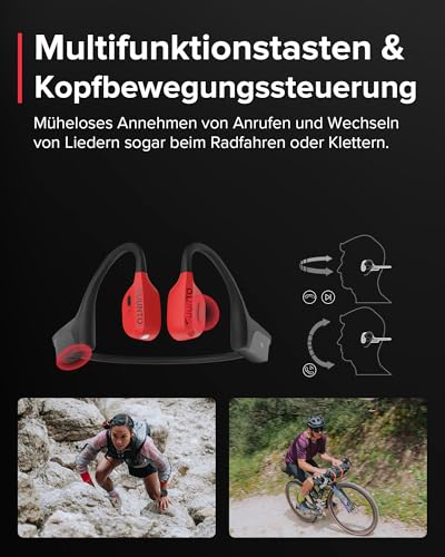 SUUNTO Wing Open-Ear Knochenschall Kopfh&ouml;rer,Bluetooth Kabellos Sport Kopfh&ouml;rer,Kopfbewegungssteuerung, Eingebaute HD Mikrofon,IP67 Verschlei&szlig;fest, Sicherheitsleuchten,bis zu 30 Std Akkulaufzeit