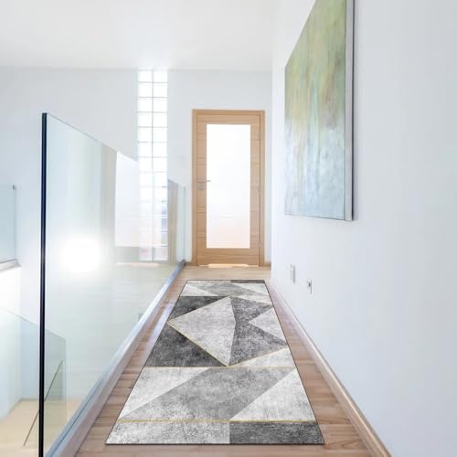 Camino de pasillo para cocina gris de 60 x 150 cm geométrico lavable y antideslizante 6