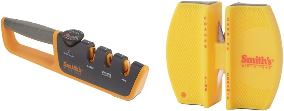 Smith's 50264 Adjustable Manual Knife Sharpener Grey/Yellow & CCKS 2-Step Knife Sharpener : Everything Else