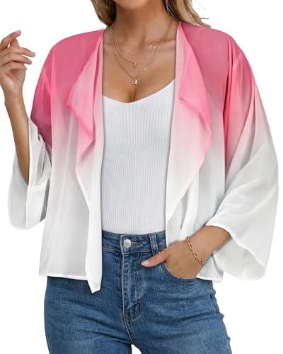 Image of Womens Summer Tops Short Shrugs Kimono Cardigans Casual Chiffon Bolero Jackets 2026