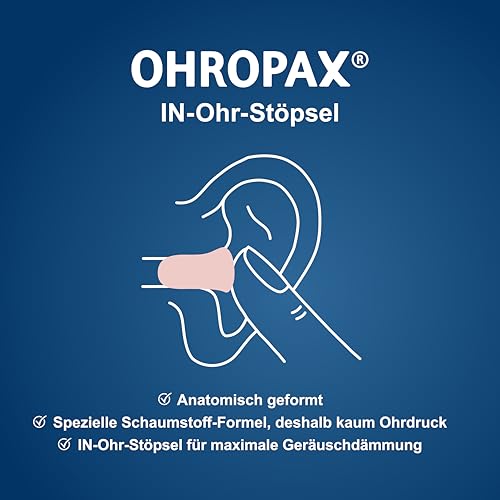 OHROPAX Young Ohrstöpsel – für Ohren mit kleineren Gehörgängen – IN-Ohr-Stöpsel aus weichem Schaumstoff – Schalldämmwert SNR 35 dB – ideal für Ruhe, Konzentration und Freizeit – 10 Stück