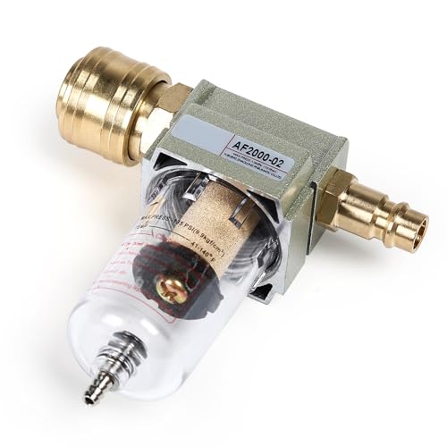 DEWIN Water Separator, Compressed Air, Compressed Air Water Separator, 1/4 Inch Compressed Air Filter, Water Separator with German Quick Coupling for Compressor Filter