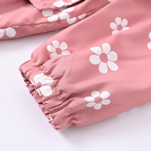 Kids Girl's Winter Coat Jacket Hooded Kids Toddler Flower Print Parka Outwear Warm Hooded Jacket Snow (Pink, 5-6 Years)4