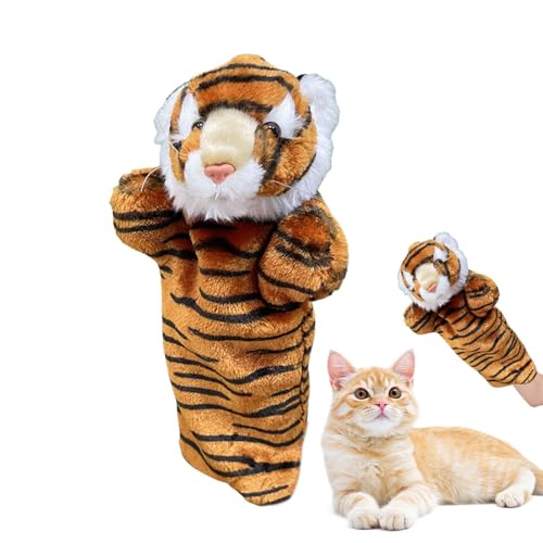 Phantasmia 手人形 猫レスリング 40cm ソフト素材 黒色 屋内遊び (虎)
