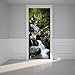 Door Wall Sticker Mountain Streams - Self Adhesive Peel & Stick Repositionable Fabric Mural 31"w x 79"h (80 x 200cm)