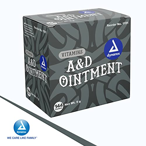 Dynarex Vitamins A&D Ointment Without Lanolin - Vitamin A And D Ointment Protectant For Minor Cuts, Burns, Diaper Rash & Dry Skin - 1 Box - 144 Packets/Box - 5G Packets #TOP6
